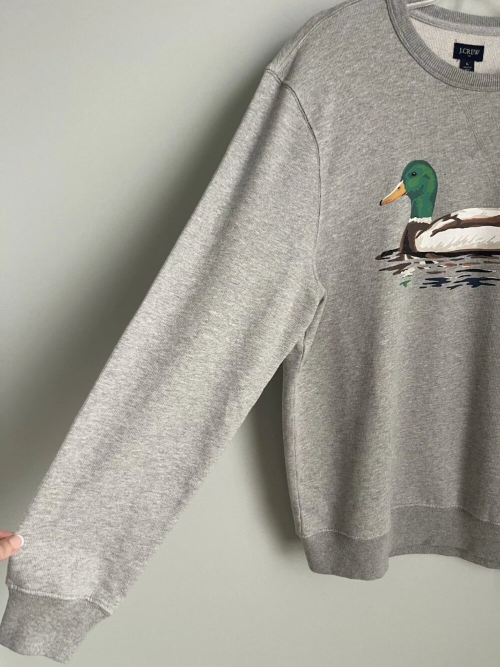 J Crew Factory Gray Terry Mallard Duck Sweatshirt BR829 Men's - Picture 4 of 7
